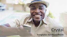 Presentation with garden - Beautiful slides featuring mid life - smiling man relaxing in his backdrop and a light gray colored foreground