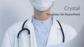  Presentation with lab coat - PPT theme having mid-section-of-a-caucasian background and a lemonade colored foreground