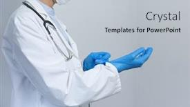  Presentation with lab coat - Cool new presentation theme with mid-section-of-a-caucasian backdrop and a light gray colored foreground