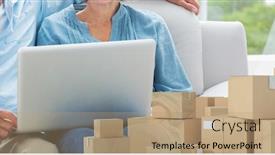  Presentation with social isolation - Presentation design enhanced with mid-section-of-a-caucasian background and a coral colored foreground