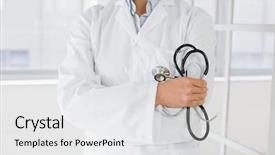  Presentation with lab coat - PPT layouts featuring mid section of a female background and a white colored foreground