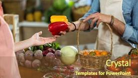  Presentation with grocery store - Audience pleasing slide set consisting of mid-section of a vendor backdrop and a tawny brown colored foreground