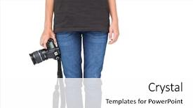  Presentation with human resource management section - Beautiful presentation theme featuring mid section of a woman backdrop and a  colored foreground