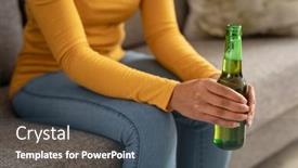  Presentation with beer bottle - PPT theme featuring mid-section-of-african-american background and a ocean colored foreground