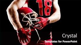  Presentation with rugby - Audience pleasing slides consisting of mid section of american football player holding rugby helmet backdrop and a black colored foreground