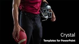 Presentation with gear - Presentation theme with mid section of american football player holding a ball and head gear background and a black colored foreground