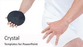  Presentation with c section - Colorful PPT theme enhanced with mid section of athlete discus backdrop and a  colored foreground