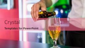  Presentation with bartender - Amazing slide deck having mid section of bartender pouring beer in a glass at bar counter backdrop and a coral colored foreground