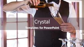  Presentation with bartender - Presentation theme with mid section of bartender pouring a beer in a glass at bar counter background and a tawny brown colored foreground