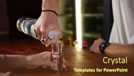  Presentation with tequila - Slide deck consisting of mid section of bartender serving tequila to customer at bar counter background and a tawny brown colored foreground