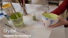  Presentation with pottery - Amazing presentation theme having mid-section-of-boy-holding backdrop and a gray colored foreground