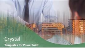  Presentation with shaking hands - Colorful PPT theme enhanced with mid-section-of-businessmen-shaking backdrop and a ocean colored foreground