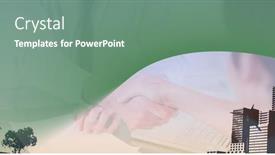  Presentation with shaking hands - Presentation design with mid-section-of-businessmen-shaking background and a  colored foreground