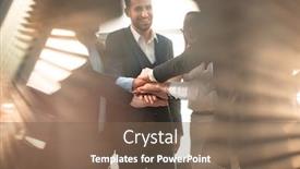  Presentation with office - Beautiful slide deck featuring mid-section-of-businesspeople backdrop and a violet colored foreground