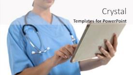  Presentation with digital health - Audience pleasing slides consisting of mid-section-of-caucasian-female backdrop and a white colored foreground