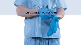  Presentation with surgical gloves - PPT layouts with mid-section-of-caucasian-male background and a light blue colored foreground