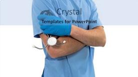  Presentation with surgical gloves - Slide set featuring mid-section-of-caucasian-male background and a light blue colored foreground
