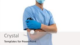  Presentation with surgical gloves - Slide deck featuring mid-section-of-caucasian-male background and a light gray colored foreground