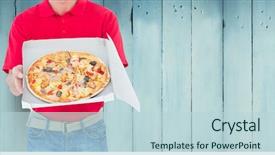  Presentation with box - Beautiful PPT layouts featuring mid section of delivery man backdrop and a lemonade colored foreground