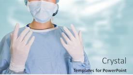  Presentation with public health covid - Colorful PPT layouts enhanced with mid-section-of-female-doctor backdrop and a light blue colored foreground