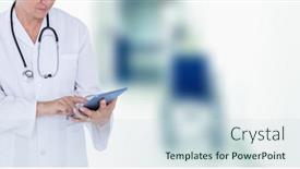  Presentation with public health - Theme enhanced with mid-section-of-female-doctor background and a sky blue colored foreground