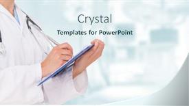  Presentation with public health - Colorful PPT theme enhanced with mid-section-of-female-doctor backdrop and a sky blue colored foreground