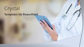  Presentation with public health - Slide set consisting of mid-section-of-female-doctor background and a mint green colored foreground