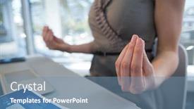  Presentation with executive - PPT theme enhanced with mid-section-of-female-executive background and a teal colored foreground