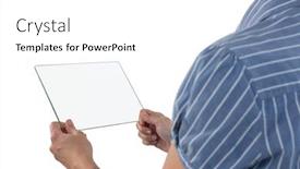  Presentation with using digital tablet - Amazing PPT layouts having mid-section of female executive using glass digital tablet 4k backdrop and a white colored foreground