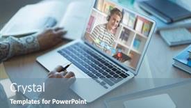  Presentation with distance-learning - Beautiful slide deck featuring mid-section-of-female-teacher backdrop and a seafoam green colored foreground