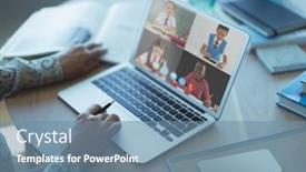  Presentation with distance learning - Slide deck with mid-section-of-female-teacher background and a seafoam green colored foreground