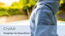  Presentation with swimming pool - Slide deck featuring mid-section-of-happy-biracial background and a  colored foreground