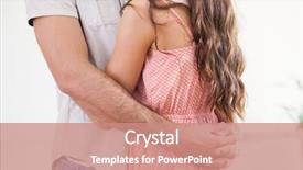  Presentation with living room - Audience pleasing presentation theme consisting of mid section of hipster couple smiling and hugging at home in the living room backdrop and a coral colored foreground