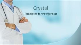  Presentation with digital health - Audience pleasing presentation consisting of mid-section-of-male-doctor backdrop and a sky blue colored foreground