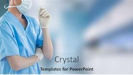  Presentation with scrubs - Slides consisting of mid-section-of-male-doctor background and a light blue colored foreground