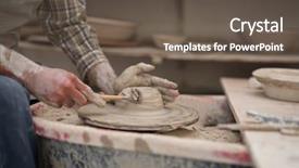  Presentation with molding machine - Beautiful PPT layouts featuring mid section of male potter backdrop and a tawny brown colored foreground