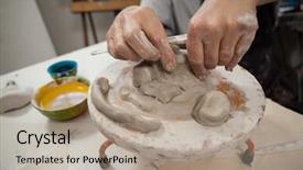  Presentation with clay - Colorful theme enhanced with mid section of man molding backdrop and a mint green colored foreground