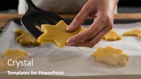  Presentation with gingerbread man - Presentation consisting of mid-section-of-man-placing background and a coral colored foreground