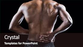  Presentation with back pain - PPT theme having mid section of muscular athlete suffering through back pain against black background background and a wine colored foreground
