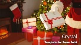  Presentation with christmas eve religious - Amazing presentation theme having mid section of santa delivering presents at christmas eve at home backdrop and a tawny brown colored foreground