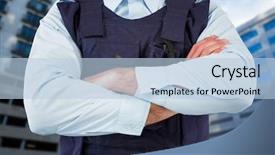  Presentation with security officer - Theme having mid section of security officer background and a  colored foreground