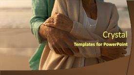  Presentation with senior couple - Colorful PPT layouts enhanced with mid section of senior couple embracing each other on the beach at dusk backdrop and a tawny brown colored foreground