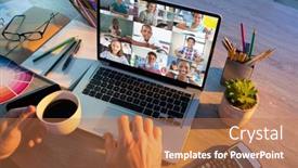  Presentation with video conference - Presentation theme consisting of mid-section-of-teacher-having background and a coral colored foreground