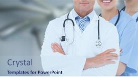  Presentation with team health - Cool new PPT theme with mid-section-of-team backdrop and a sky blue colored foreground