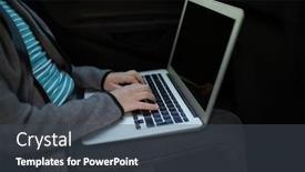  Presentation with car seat - Slide set enhanced with mid-section of teenage girl using laptop in the back seat of car background and a dark gray colored foreground