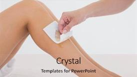  Presentation with spa - Slide deck having mid section of therapist waxing background and a coral colored foreground