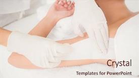  Presentation with spa - Slide set enhanced with mid section of therapist waxing background and a  colored foreground