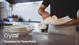  Presentation with waiter - PPT layouts consisting of mid section of waiter cleaning background and a gray colored foreground