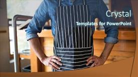  Presentation with hip - PPT theme featuring mid-section-of-waiter-standing background and a ocean colored foreground