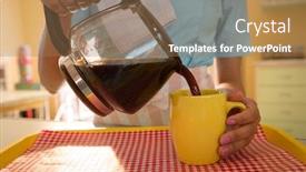  Presentation with waitress - Presentation theme with mid-section-of-waitress-preparing background and a coral colored foreground